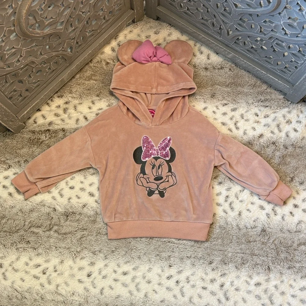 Disney Minnie Mouse pink fleece hoodie baby girls 18 months sparkly girlhoodcore